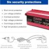 1000W/1600W/2200W/3000W Pure Sine Wave Inverter 12V 24V to 110V 220V car Converter,with LED Display, AC Outlets, for Trucks,Camping,Emergencies, Laptop,Tablet,Aluminium Case - Red (Color : 1000W, S view 3