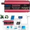 1000W/1600W/2200W/3000W Pure Sine Wave Inverter 12V 24V to 110V 220V car Converter,with LED Display, AC Outlets, for Trucks,Camping,Emergencies, Laptop,Tablet,Aluminium Case - Red (Color : 1000W, S view 4