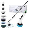 Electric Spin Scrubber with 7 Replaceable Brush HeadShower Scrubber with Long Handle,7 in 1 Cordless Cleaning BrushPower Shower Scrubber for Bathroom, Tub, Tile, Floor, Kitchen, Window,Black view 1
