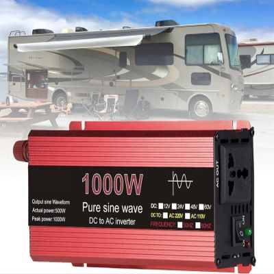1000W/1600W/2200W/3000W Pure Sine Wave Inverter 12V 24V to 110V 220V car Converter,with LED Display, AC Outlets, for Trucks,Camping,Emergencies, Laptop,Tablet,Aluminium Case - Red (Color : 2200W, S