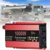 1000W/1600W/2200W/3000W Pure Sine Wave Inverter 12V 24V to 110V 220V car Converter,with LED Display, AC Outlets, for Trucks,Camping,Emergencies, Laptop,Tablet,Aluminium Case - Red (Color : 2200W, S view 1