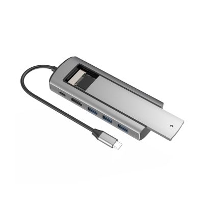 CHICHIYANG Aluminum Alloy SSD Enclosure USB HUB 6 in 1 Multiport Disk Storage Plug and Play Type-C USB 3.0 Hub Accessories