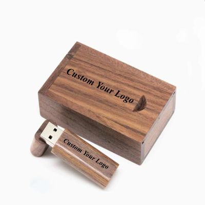 Wooden USB Flash Drive with Wooden Box Packing, Custom Wedding Logo USB Flash Drives, Personalized Wood USB Flash Pen Drive for Wedding Photography Company Promotional Gift (32GB(USB 3.0))