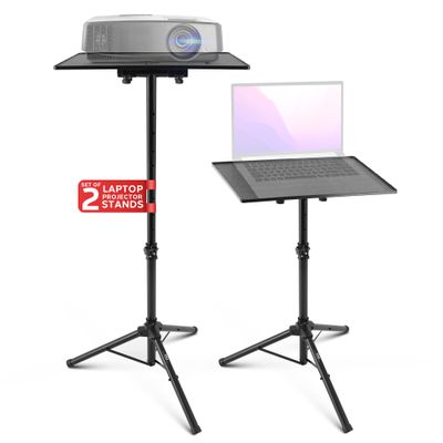 Pyle Universal Laptop Tripod Stand  Height Adjustable Portable Device Stand for Laptops, Notebooks, Mixers & DJ Equipment, Metal Construction with Angle Adjustable Tray (Pair)