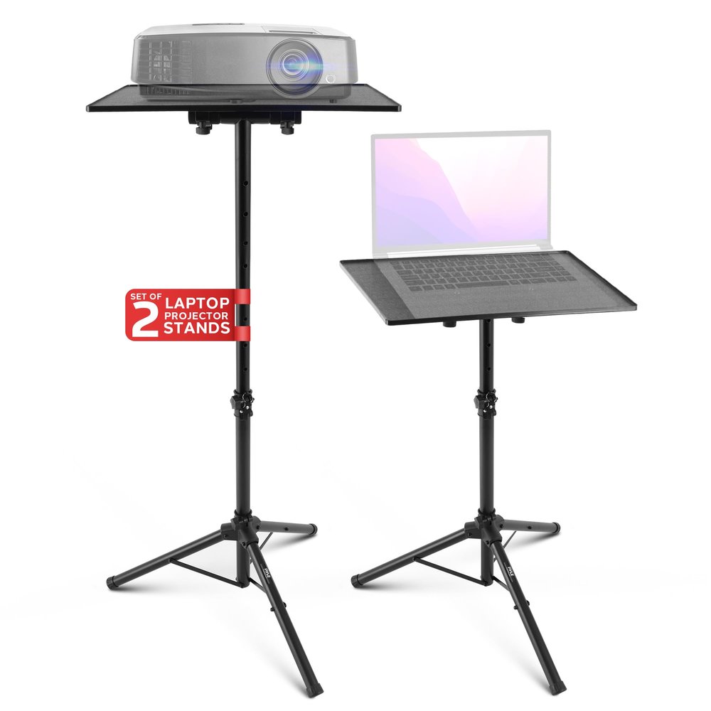 Pyle Universal Laptop Tripod Stand  Height Adjustable Portable Device Stand for Laptops, Notebooks, Mixers & DJ Equipment, Metal Construction with Angle Adjustable Tray (Pair)