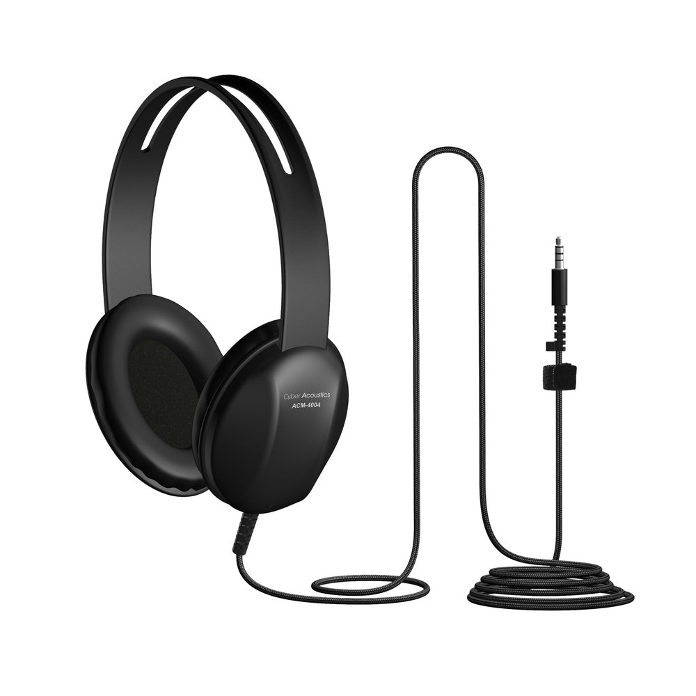 Cyber Acoustics Lightweight 3.5mm Headphones (ACM-4004-5) - Great for use with Cell Phones,Tablets, Laptops, PCs, Macs - 5 Pack