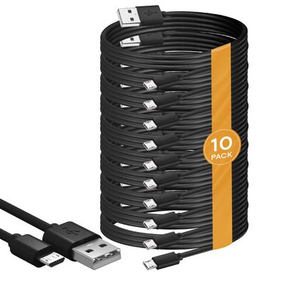 (10-Pack) 15ft. Micro USB Cable, Charging & Data Transfer Android USB Cord, Compatible with Kindle Fire HD, 6 7 8 10 (1-8th Gen) Kindle Paperwhite Tablet, Bluetooth Speakers, Headphone (15-feet)