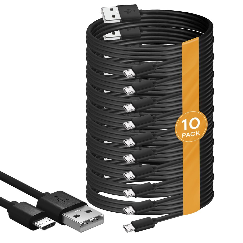 (10-Pack) 15ft. Micro USB Cable, Charging & Data Transfer Android USB Cord, Compatible with Kindle Fire HD, 6 7 8 10 (1-8th Gen) Kindle Paperwhite Tablet, Bluetooth Speakers, Headphone (15-feet)