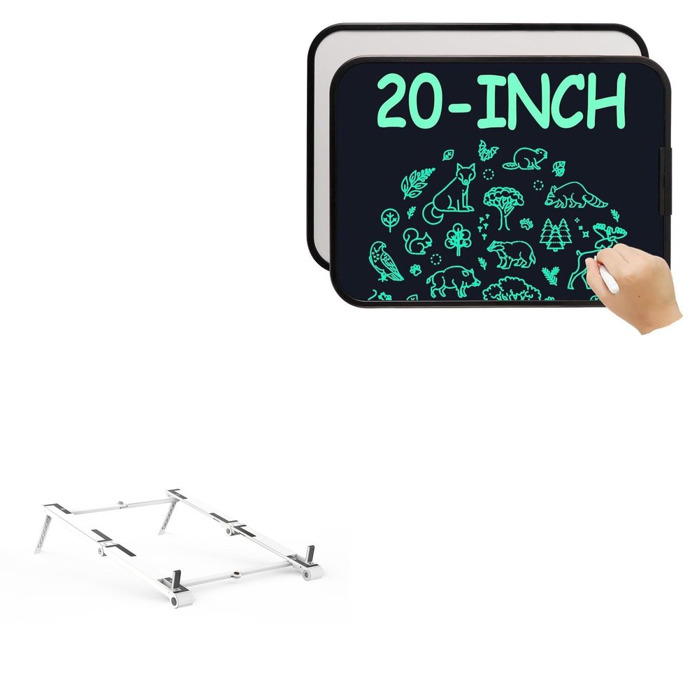 BoxWave Stand and Mount Compatible with Armer Writing Tablet (20 in) - Pocket Aluminum Stand 3-in-1, Portable Multi Angle Viewing Riser - Metallic Silver