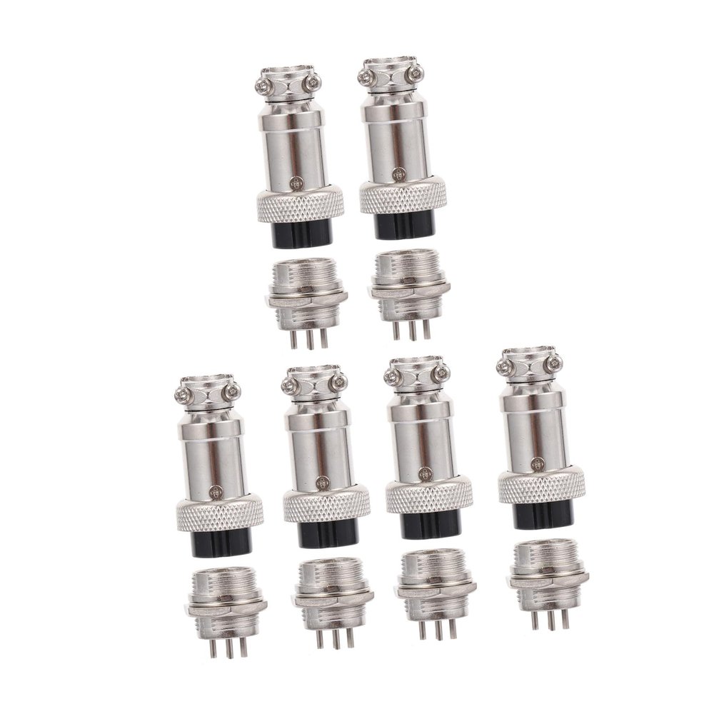 12Pcs 6 Pin Aviation Plug Socket Cable Connector Copper Black Set