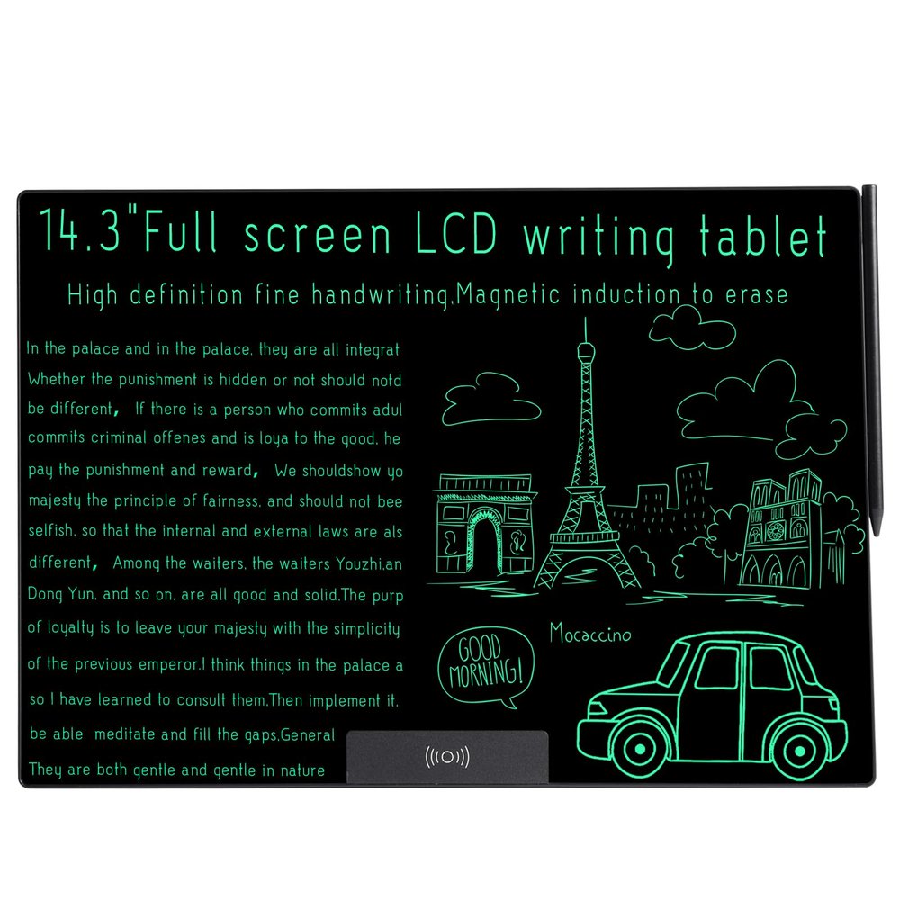 LCD Writing Tablet 14.3in, Bezel-Free, Ultra-Slim 0.75lb for Notes Drawing