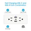 HHSOET 5 in 1 Recessed Power Strip Flat Plug, 20W Fast Charging Furniture Outlet with USB, Conference Recessed Socket with 2 AC Plugs, 2 USB Ports 1 USB-C, 6ft Power Cord. (White) view 2