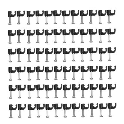 DOITOOL 100pcs Black Plastic Cable Clips Cord Organizers for Power Lines Phone Cords and More Easy Installation Smooth Surfaces for Home Office and School