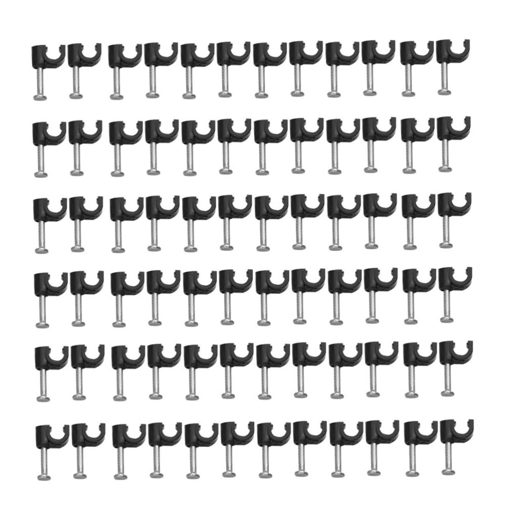 DOITOOL 100pcs Black Plastic Cable Clips Cord Organizers for Power Lines Phone Cords and More Easy Installation Smooth Surfaces for Home Office and School