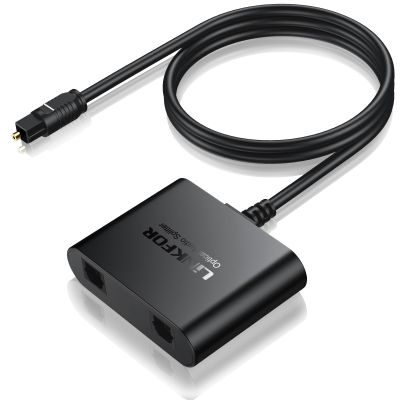 LiNKFOR 1X2 Toslink Optical Digital Audio Splitter Digital Toslink Fiber Optical Splitter 1 Male Input 2 Female Output for Home Theatre, Xbox, PS5/PS4,Wireless Headphones and Soundbars