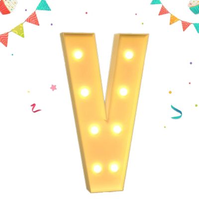 TQQEPOOL LED Light Up Marquee Letters,Battery Powered Sign Letter Alphabet with Lights for Wedding Engagement Birthday Party Table Decoration Christmas Night Home (Color : V, Size : 120cm)
