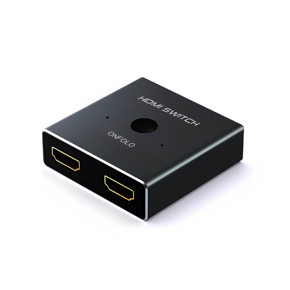 Onfolo 2x1 HDMI Switcher 4K@60Hz - Bidirectional Switch with Aluminum Alloy Shell, Includes 3.3ft 4K Braided Cable, HDCP 2.2 - UHD Distributor for PS5/4, Xbox, Roku, FireStick, Switch