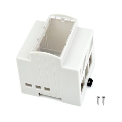 Waveshare Case for Raspberry Pi 5, DIN Rail ABS Case Compatible with Raspberry Pi Hats PoE HAT (F), RS485 CAN HAT etc. Clear Top Window, Large Inner Space, Injection Moduling
