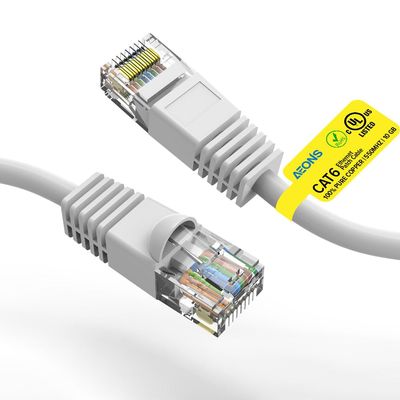 AEONS 10Gbps Snagless Cat 6 Ethernet Patch Cable 4 ft LAN UTP Cat6 RJ45 Internet Network Cable for Patch Panel Switch, Gold Plated UL Listed, White