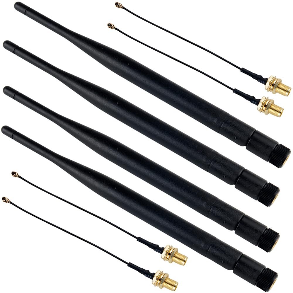 DIYmalls 915MHz LoRa Antenna 5dBi SMA Male 195mm + SMA Female Cable for Heltec Meshtastic 915 MHz ESP32 LoRa 32 V3 V4 HTCC-AB02S LoRa32u4II Mesh Node T114 (Pack of 4)