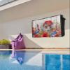 4th of July Outdoor TV Cover 85 Inch American Flag Patriotic TV Enclosure Independence Day Memorial Flower Wood Grain TV Covers for Outside TV Display Screen Protector with Remote Control Pocket view 4
