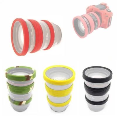 AMNOUR Three-in-one Silicone Lens Front Ring & Focus Ring & Zoom Ring Rubber Band Digital SLR Camera Protective case 52-77mm Lens Ring (Size : 58mm, Color : Yellow)