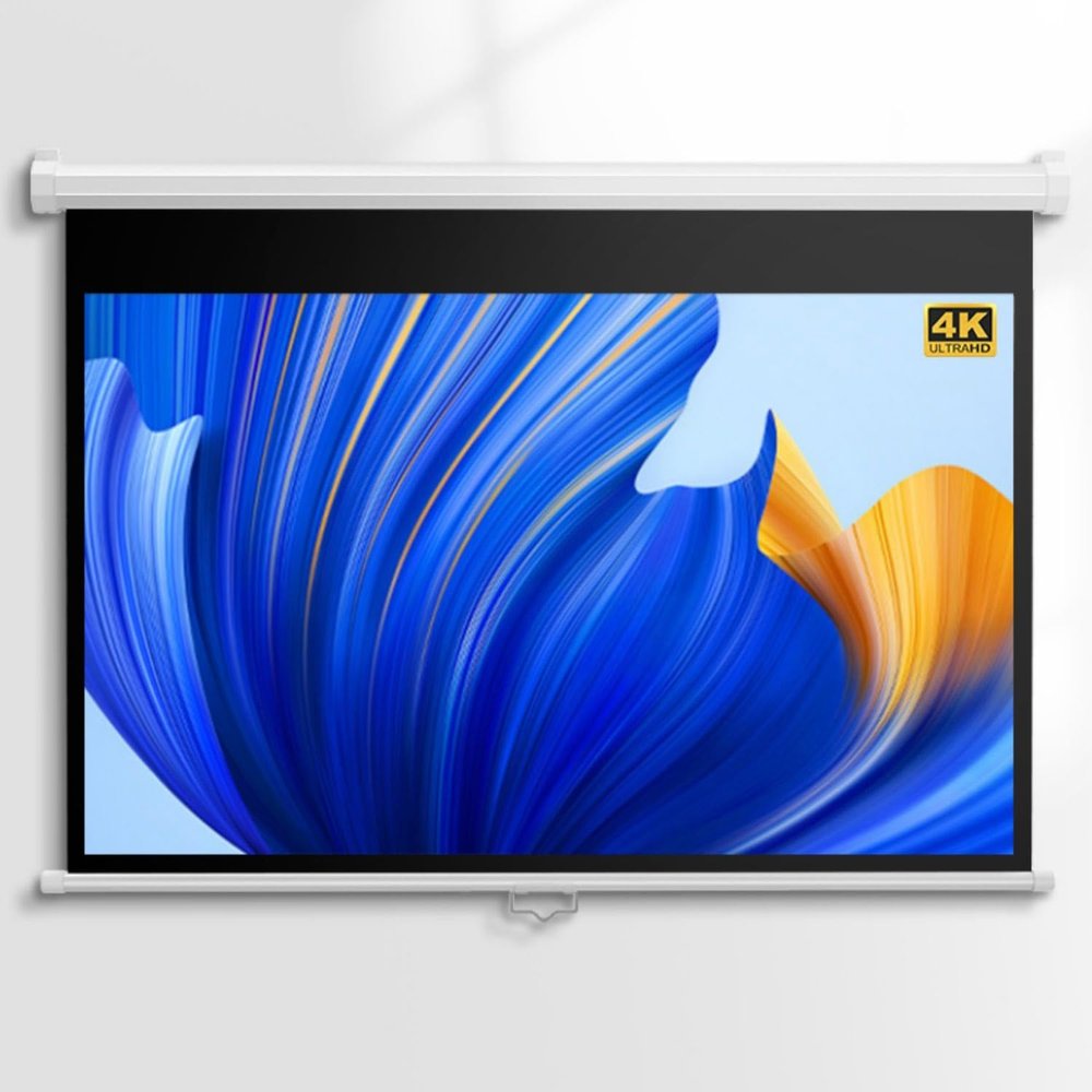 60/72 inch Projector Screen Manual Pull Down 16:9, 4:3 4K HD 3D Projection Screen Wall Mount Portable, Retractable Auto Locking for Indoor Outdoor Home Theater Public Display ( Size : 72" (4:3) )