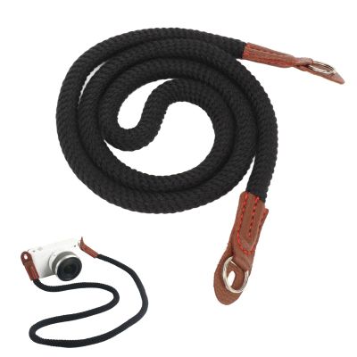 Beufee Camera Rope Strap, Cotton Artistic Simple Camera Strap Vintage Round Cord Neck Shoulder Belt Strap for Retro Mini Dslr Camera(black)