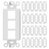 Big-A - 25 Pack 3 Port Decorator Wall Plate 1-Gang Keystone Decorative Insert, Keystone Jack Single Gang Wall Plate - White view 1