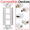 Big-A - 25 Pack 3 Port Decorator Wall Plate 1-Gang Keystone Decorative Insert, Keystone Jack Single Gang Wall Plate - White view 4