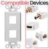 Big-A - 25 Pack 2 Port Decora Wall Plate 1-Gang Keystone Decora Insert, Jack Single Gang Decora Wall Plate - White view 4