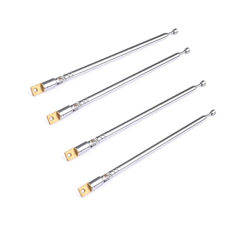 AM FM Radio Universal Antenna,37cm 14.6" Length 4-Sections Stainless Steel Radio Antenna for AM FM Radio Receiver TV and More 4pcs (Silver,Foldable Telescopic Antenna)