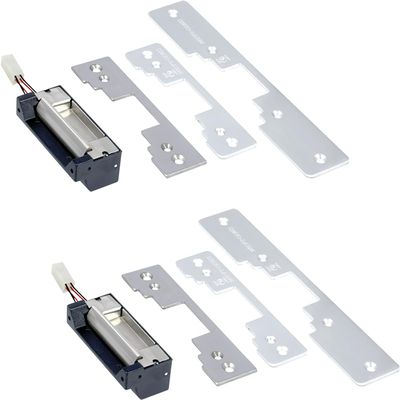 Seco-Larm SD-996C-NUQ Pack of 2 Universal Electric Door Strikes for Metal and Wood Doors, Powered by a Solenoid, Reversible Non-Handed Design, Field-Selectable Dual-Voltage 12/24 VDC Operation