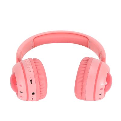 5.0 Headphones for Kids, Comfortable Ear Pads, Portable Detachable Microphone, RGB Lighting, HiFi Stereo, Headphones for Kids for Online Classes (Pink)