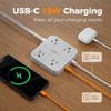 Surge Protector Long Extension Cord 25FT, TESSAN Flat Plug Power Strip with 4 Outlets 3 USB Ports (1 USB C), 900 Joules Protection, Multiple Wall Outlet Extender Suitable for Home Office Dorm, Grey view 4