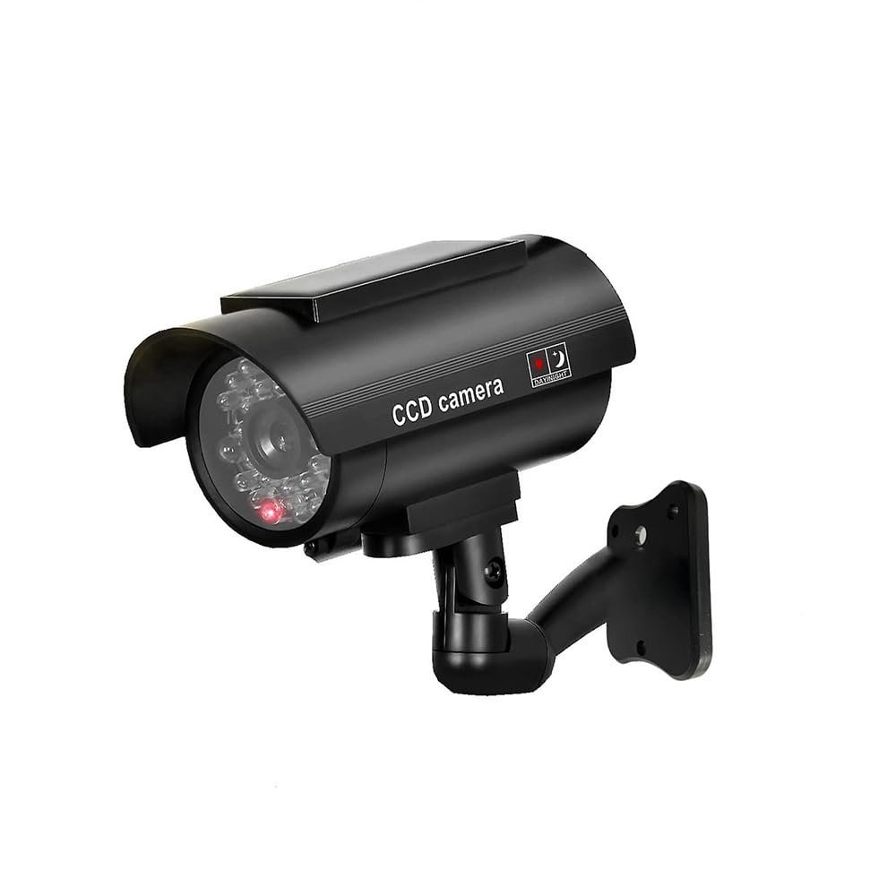 Saikiot Solar Powered Fake Security Camera, Easy to Install with Red Light LED Light Flashing and Warning for Indoor/Outdoor