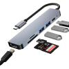 USB C HUB, 6-in-1 USB C Adapter Docking Station with 4K 30Hz 1080P HDMI,87W USB-C PD Charging,5Gbps USB3.0,480Mbps USB2.0,SD/TF Card Reader, Compatible with MacBook Pro/Air, Other Type C Devices. view 1