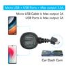 Dash Cam Micro USB Power Cable 11FT, Left Angle Micro USB Cable & Dual Supply Ports, for 12V or 24V Car and Truck Dash Cam GPS Navigator and Devices view 3