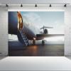 chnywork 7x5ft Business Jet Plane Backdrop Luxury Business Trip Jet Plane Parking on Airport Background for Travel Theme Party Decorations Photo Booth Studio Props Wallpaper view 2