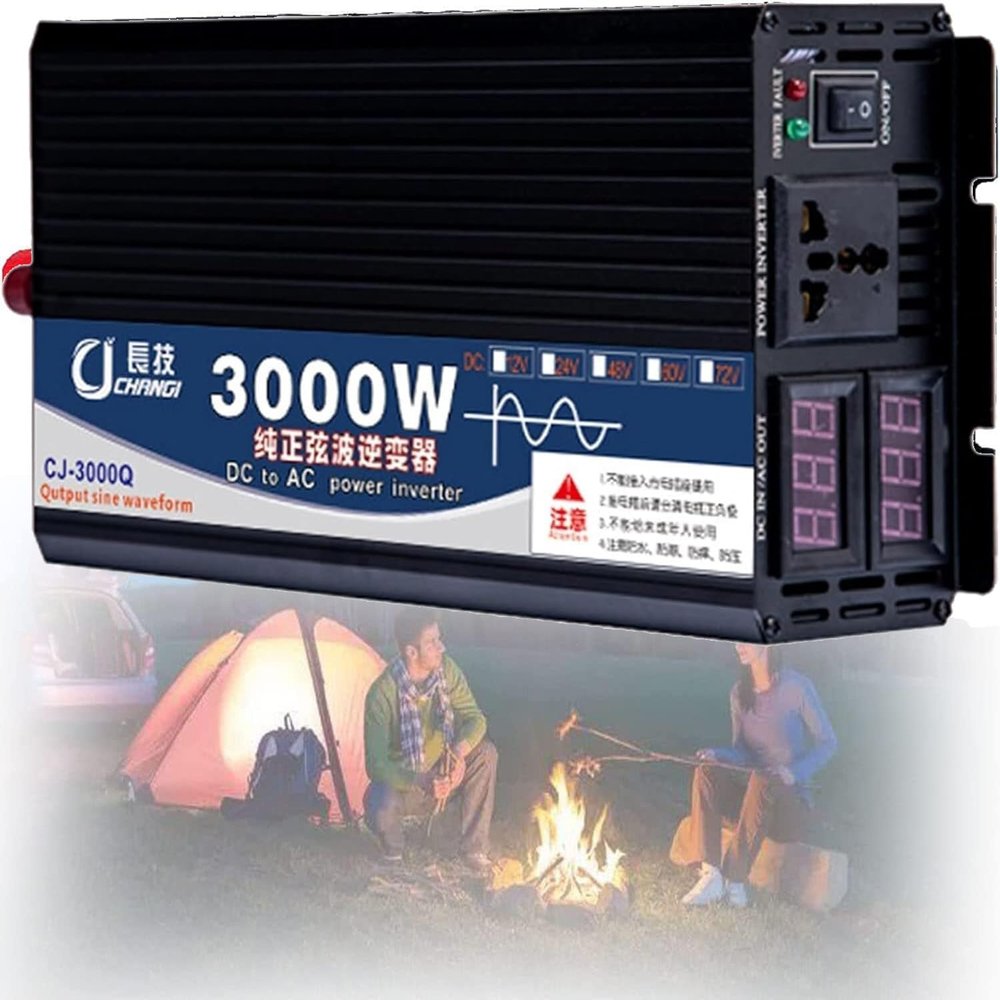 kubeier 3000 4000 5000 Watt Inverter Pure Sine Wave DC 12V 24V 48V 60V to 110V 220V AC Power Inverters with LCD Display Car Inverter Solar Power Inverters for Vehicles Home,3000W-24Vto110V