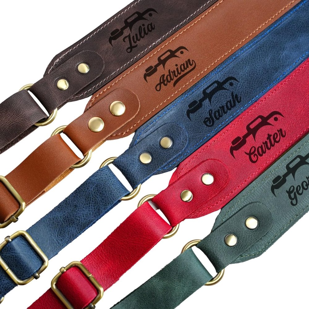 Personalized Photographer Strap Personalized & Engraved Neck Strap for DSLR & Mirrorless 50.5" Adjustable Length Vegan or Full-Grain Leather Stylish, Lightweight & Handcrafted