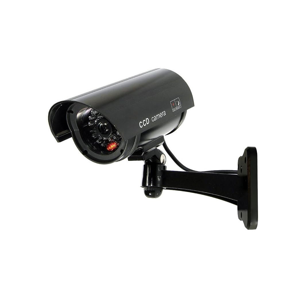 Fake Security Camera, Saikiot Dummy CCTV Surveillance System with Realistic Red Flashing Lights and Warning Sticker Indoor Outdoor Protect