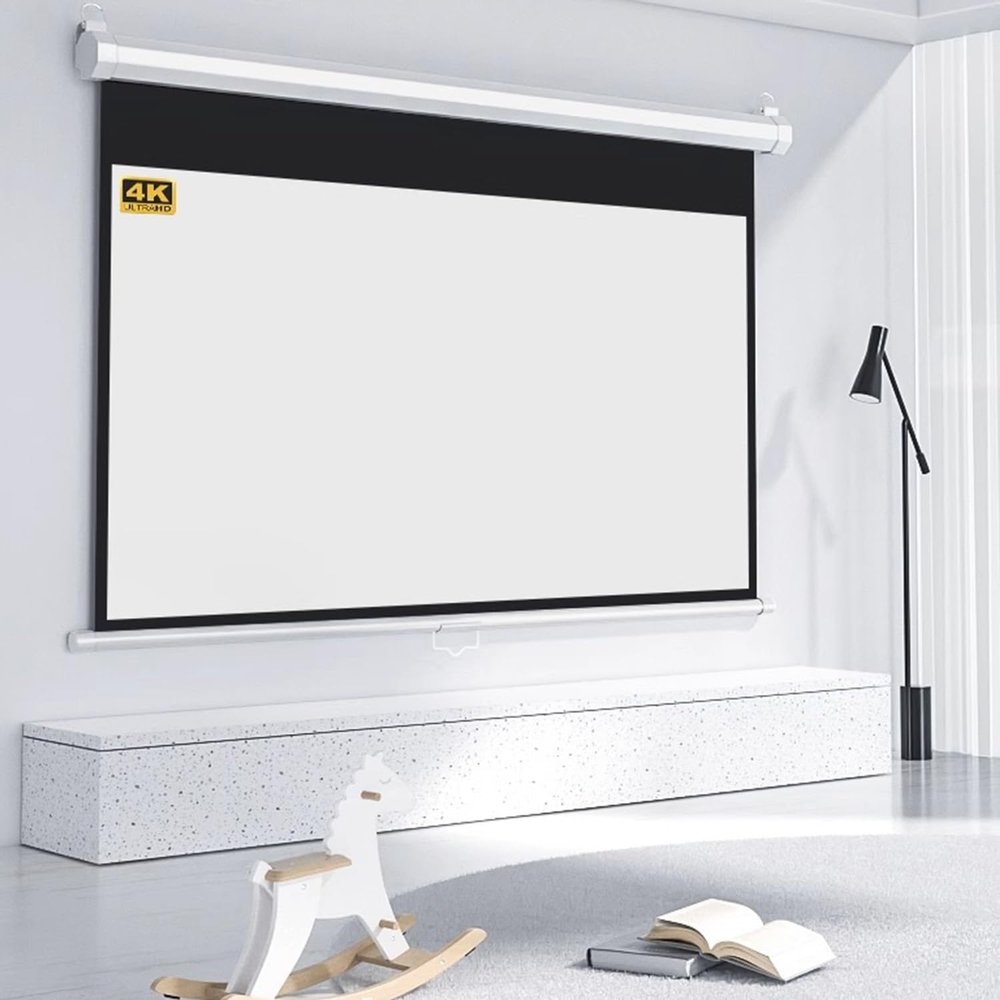 Projector Screen Retractable Auto-Locking, 60/72 inch Indoor Outdoor Projection Screen 16:9, 4:3 Manual Pull Down 4K HD, 2.5 Gain Wrinkle-Free Screen for Backyard Home Theater ( Size : 60" (4:3) )