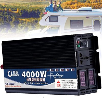 3000 4000 5000 Watt Pure Sine Wave Power Inverter 12V 24V 48V 60V DC to 110V 220V AC Converter for Vehicle/Home/RV/Truck Off-Grid Solar Power Inverter with LCD Display,4000W-12Vto220V