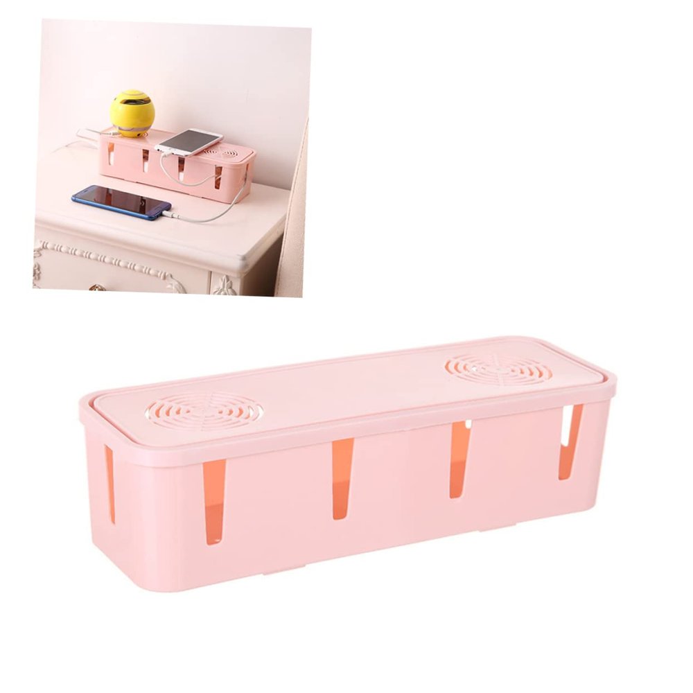 DOITOOL Plug Storage Box Organizer Pink Cable Management for Power Strips Adapters and Chargers Safeguards Cords from and Pets Easy to Use and Conceal