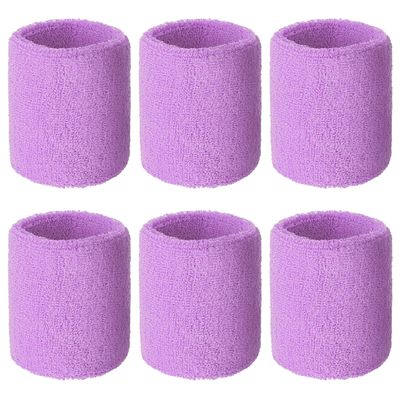 HPWFHPLF Premium Wrist Sweatbands: Stay Dry, Play Hard - Ideal for Tennis, Football, Basketball, Running, 6 Pack Cotton Sweatbands for Men & Women (Purple)