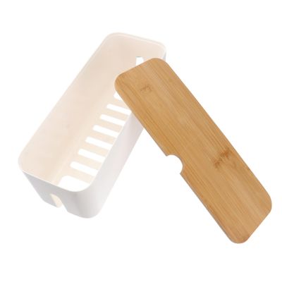 Angoily White Cord Management Box with Wooden Cover Cable Storage Organizer for Power Strips and Cords for Use Abs Material Capacity