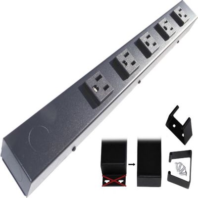 16" Hardwired Power Strip (NO Power Cord), 5 Vertical Outlets (NOT Tamper Resistant), NO Ears (Without mounting tabs), 15A (NOT a 20 Amp Unit), Black