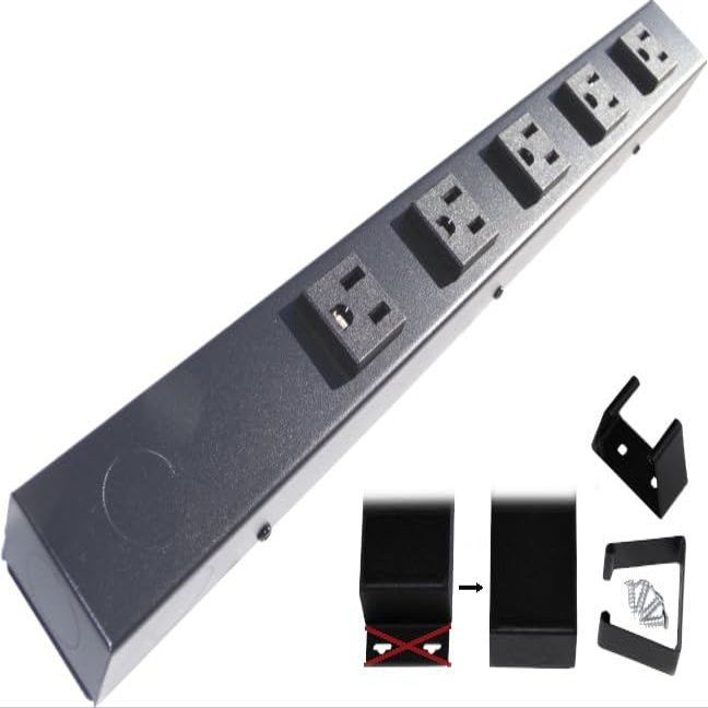 16" Hardwired Power Strip (NO Power Cord), 5 Vertical Outlets (NOT Tamper Resistant), NO Ears (Without mounting tabs), 15A (NOT a 20 Amp Unit), Black