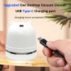 Hallocool Mini Desktop Vacuum Cleaner Owl Desk Vacuum Cleaner Cute Desk Vacuum Sweeper for Cleaning Eraser Waste, Crumbs, Hair, Paper Scraps on Computer Piano Keyboard Countertop Car view 2